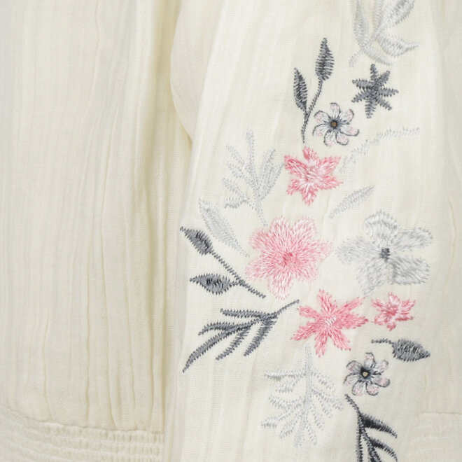 No Way Monday girls' dress off-white 100% cotton flower