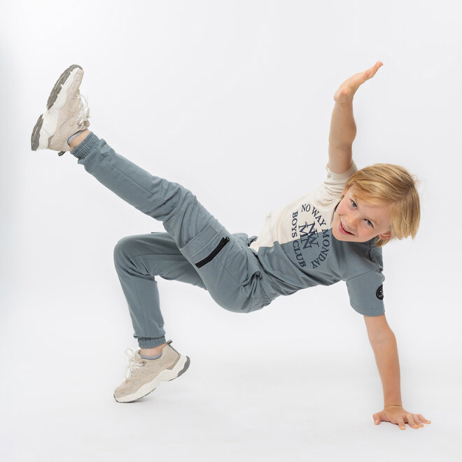 No Way Monday Jungen T-Shirt Off White Blau Boys Club