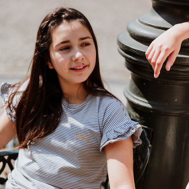 No Way Monday Mädchen T-Shirt hellblau gestreift