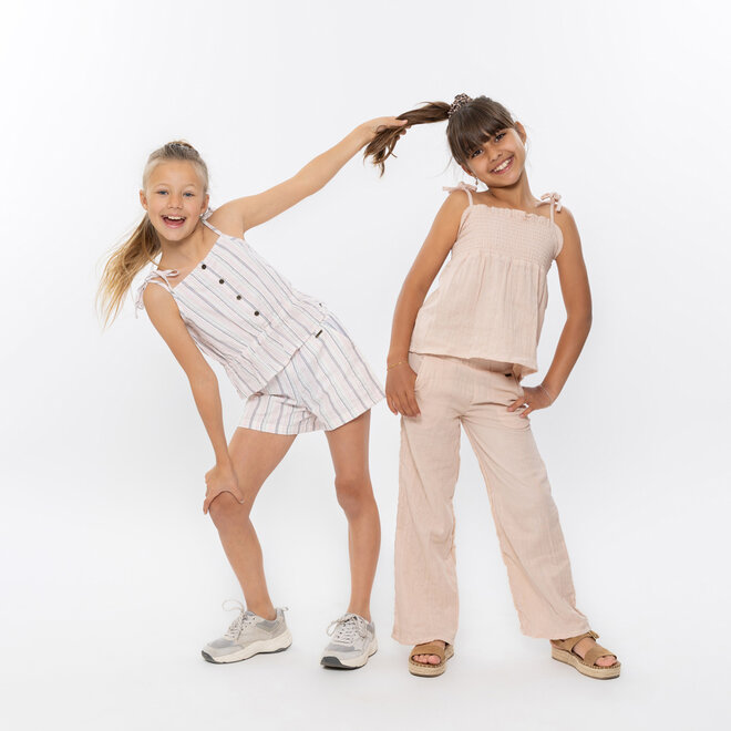 No Way Monday meisjes shorts off white gestreept 100% katoen