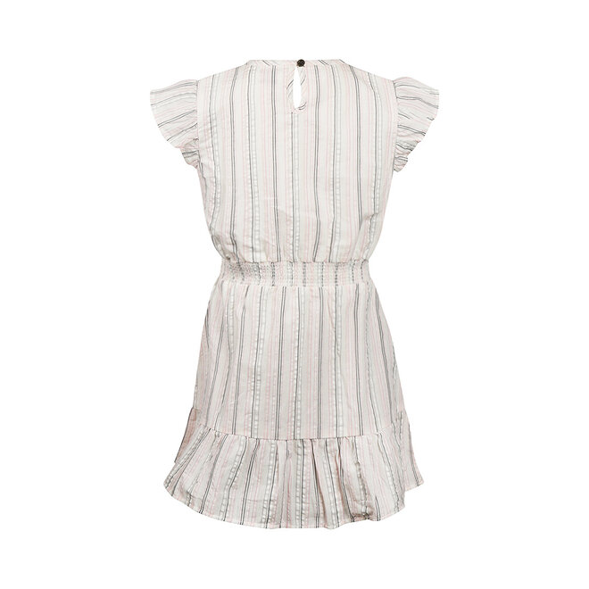 No Way Monday meisjes jurk off white gestreept 100% katoen