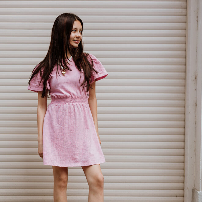 No Way Monday meisjes jurk roze 100% katoen