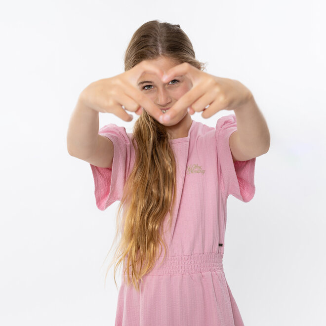 No Way Monday girls' dress pink 100% cotton