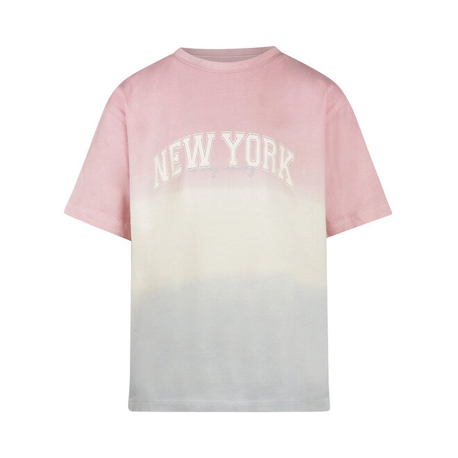 No Way Monday girls' loose fit T-shirt, pink and light blue