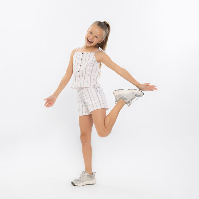 No Way Monday meisjes top off white gestreept 100% katoen