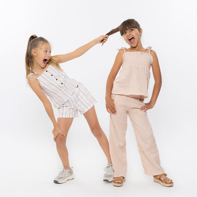 No Way Monday meisjes top off white gestreept 100% katoen