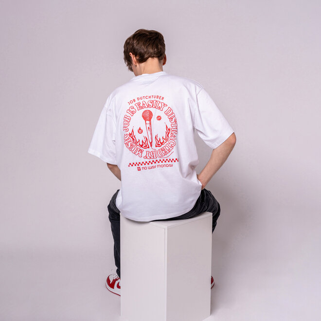 No Way Monday X JOB Dutchtuber loose fit T-shirt wit Limited