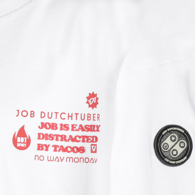 No Way Monday X JOB Dutchtuber loose fit T-shirt wit Limited