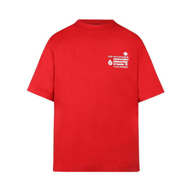 No Way Monday X JOB Dutchtuber loose fit T-shirt red Limited