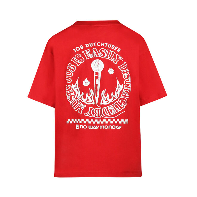 No Way Monday X JOB Dutchtuber loose fit T-shirt red Limited