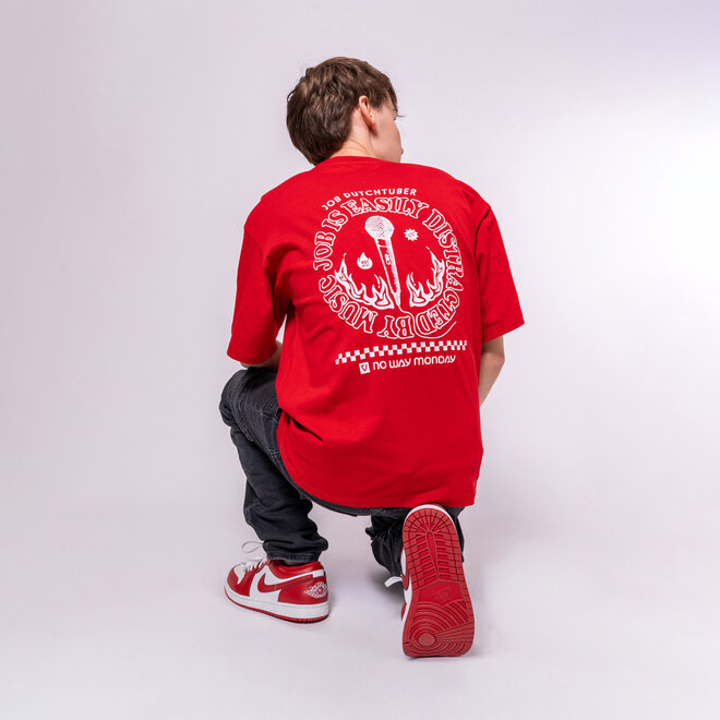 No Way Monday X JOB Dutchtuber loose fit T-shirt red Limited