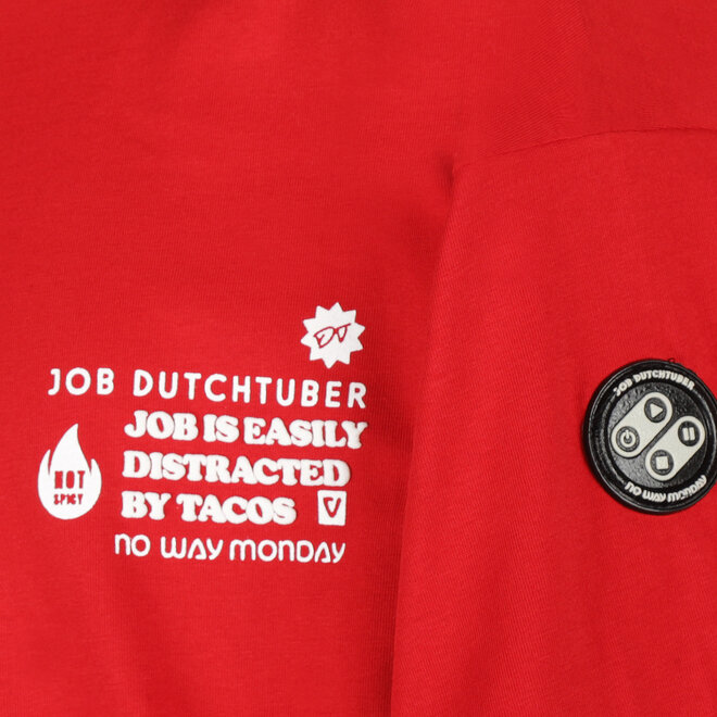 No Way Monday X JOB Dutchtuber loose fit T-shirt red Limited