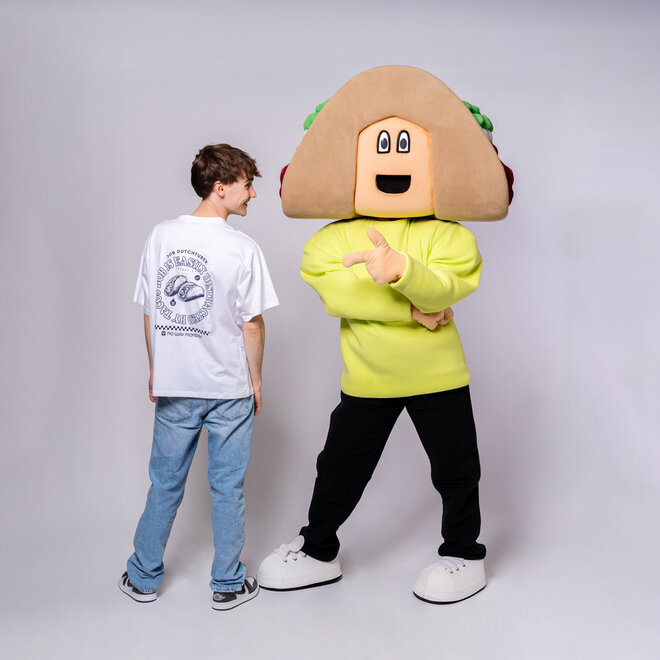 No Way Monday X JOB Dutchtuber lockeres T-Shirt weißes Taco