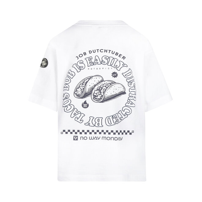 No Way Monday X JOB Dutchtuber lockeres T-Shirt weißes Taco
