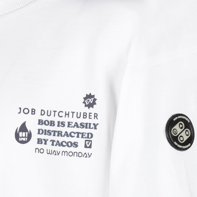 No Way Monday X JOB Dutchtuber T-shirt wit taco