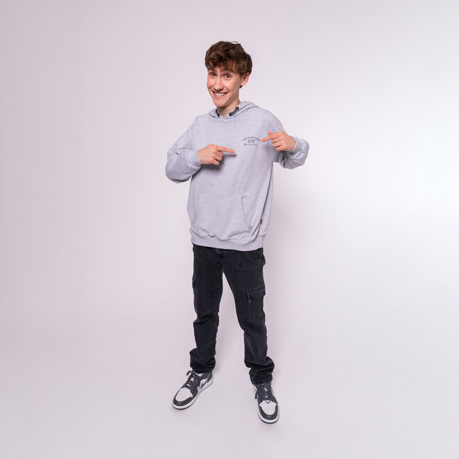 No Way Monday X JOB Dutchtuber hoodie grijs gemêleerd Nostalgie