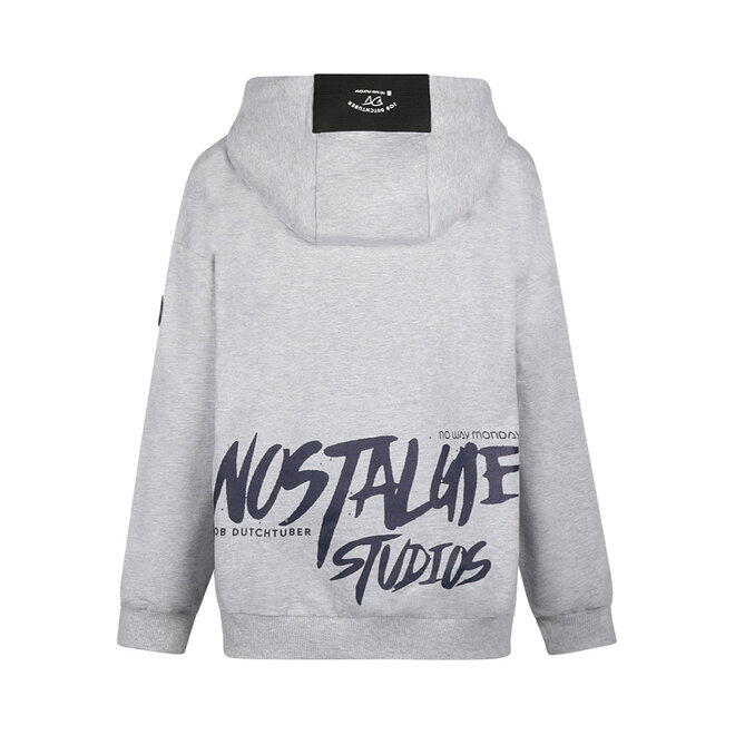 No Way Monday X JOB Dutchtuber hoodie grijs gemêleerd Nostalgie