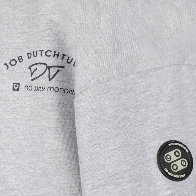 No Way Monday X JOB Dutchtuber hoodie grijs gemêleerd Nostalgie