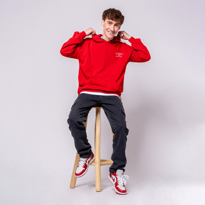 No Way Monday X JOB Dutchtuber hoodie rood Nostalgie