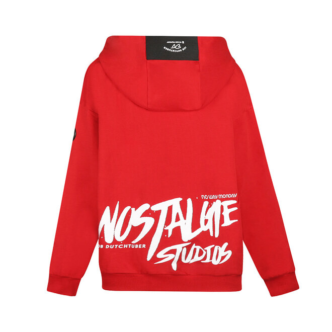 No Way Monday X JOB Dutchtuber hoodie rood Nostalgie