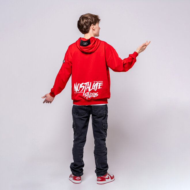 No Way Monday X JOB Dutchtuber hoodie rood Nostalgie