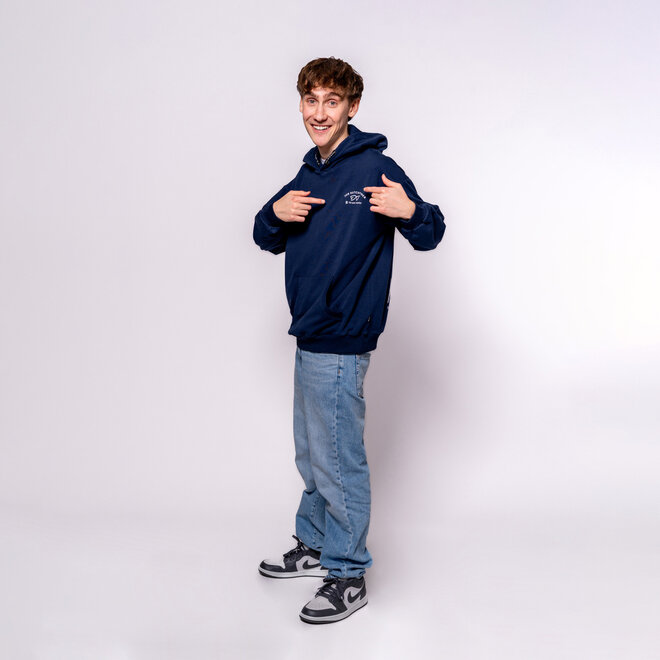 No Way Monday X JOB Dutchtuber hoodie donkerblauw Nostalgie