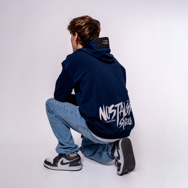 No Way Monday X JOB Dutchtuber hoodie donkerblauw Nostalgie