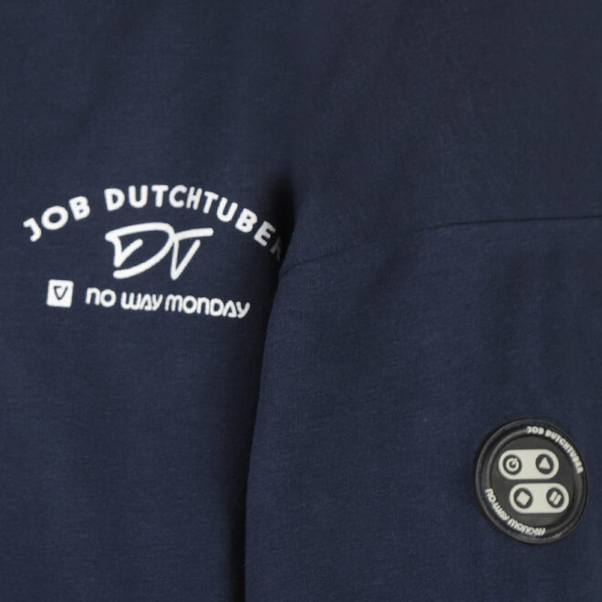 No Way Monday X JOB Dutchtuber hoodie donkerblauw Nostalgie