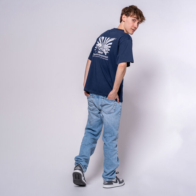 No Way Monday X JOB Dutchtuber T-shirt donkerblauw Nostalgie