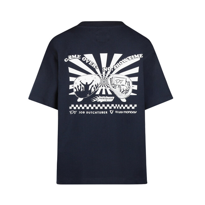 No Way Monday X JOB Dutchtuber loose fit T-shirt donkerblauw Nostalgie
