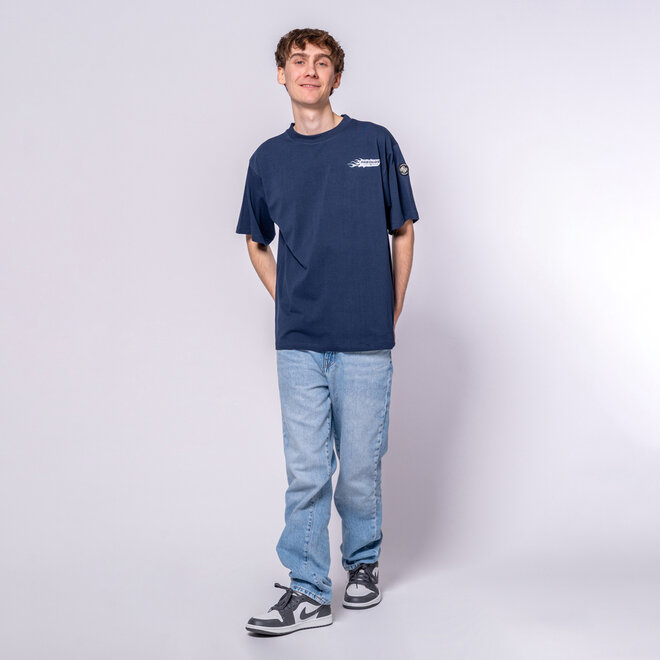 No Way Monday X JOB Dutchtuber T-shirt donkerblauw Nostalgie