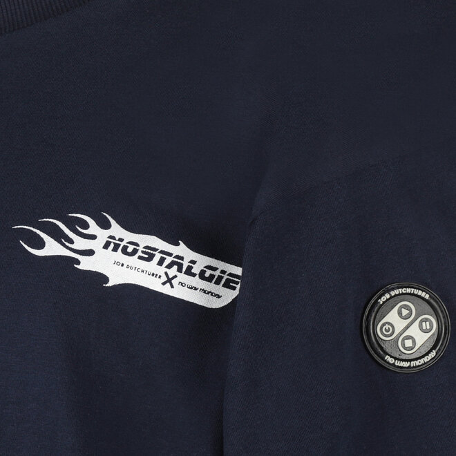 No Way Monday X JOB Dutchtuber T-shirt donkerblauw Nostalgie