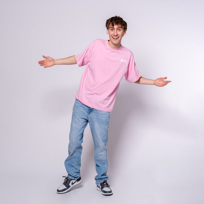 No Way Monday X JOB Dutchtuber T-shirt lichtroze Nostalgie