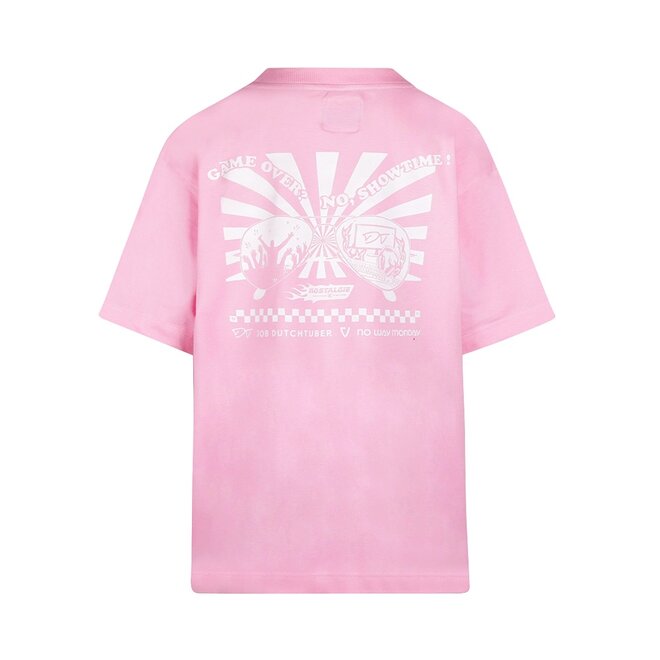 No Way Monday X JOB Dutchtuber T-shirt lichtroze Nostalgie