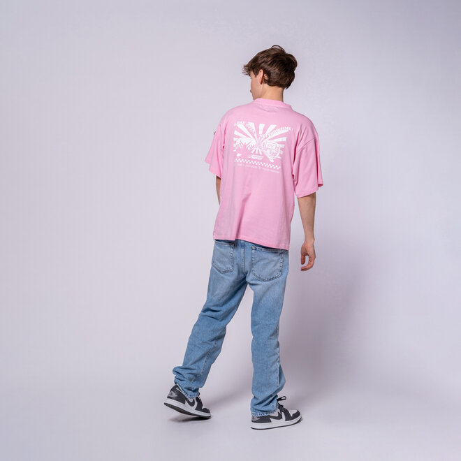 No Way Monday X JOB Dutchtuber lockeres T-Shirt hellrosa Nostalgie
