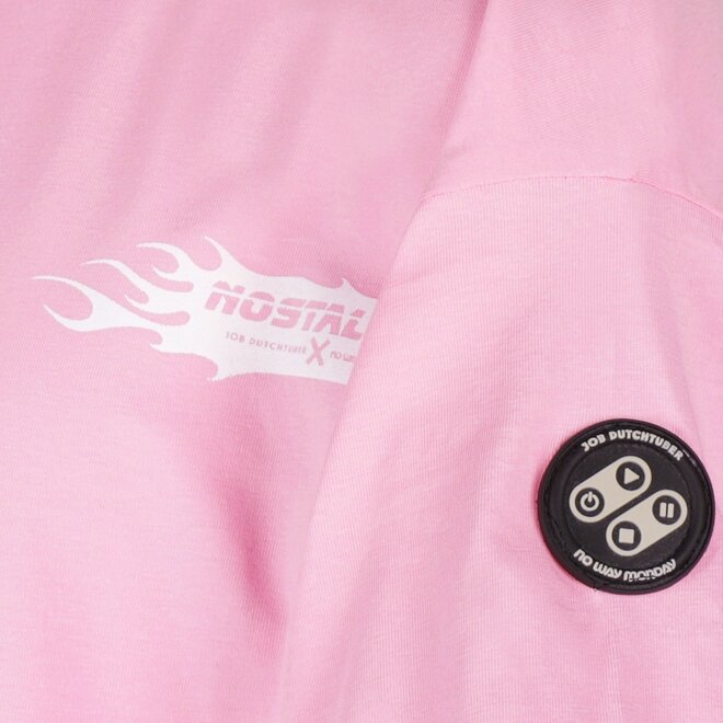 No Way Monday X JOB Dutchtuber T-shirt lichtroze Nostalgie