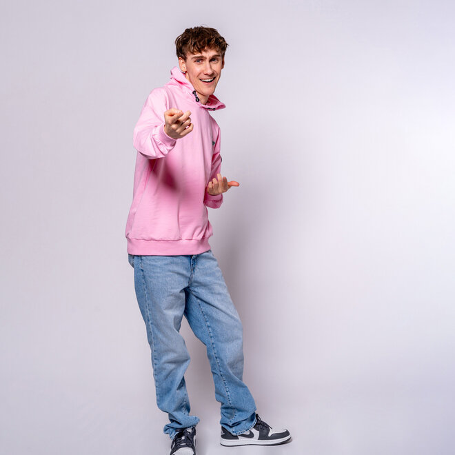 No Way Monday X JOB Dutchtuber hoodie lichtroze Nostalgie