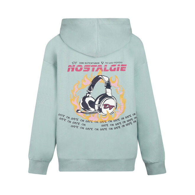 No Way Monday X JOB Dutchtuber hoodie grijsblauw Nostalgie