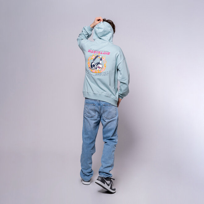 No Way Monday X JOB Dutchtuber hoodie grijsblauw Nostalgie