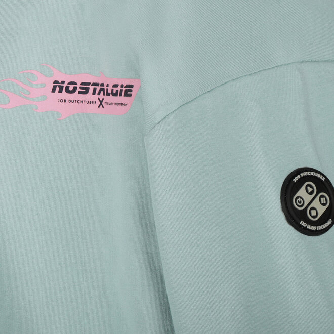 No Way Monday X JOB Dutchtuber hoodie grijsblauw Nostalgie