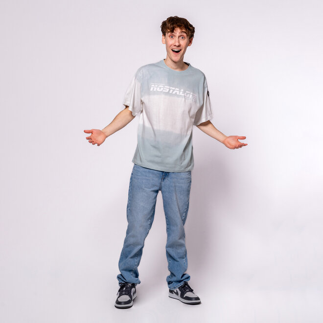 No Way Monday X JOB Dutchtuber T-shirt grijsblauw Nostalgie