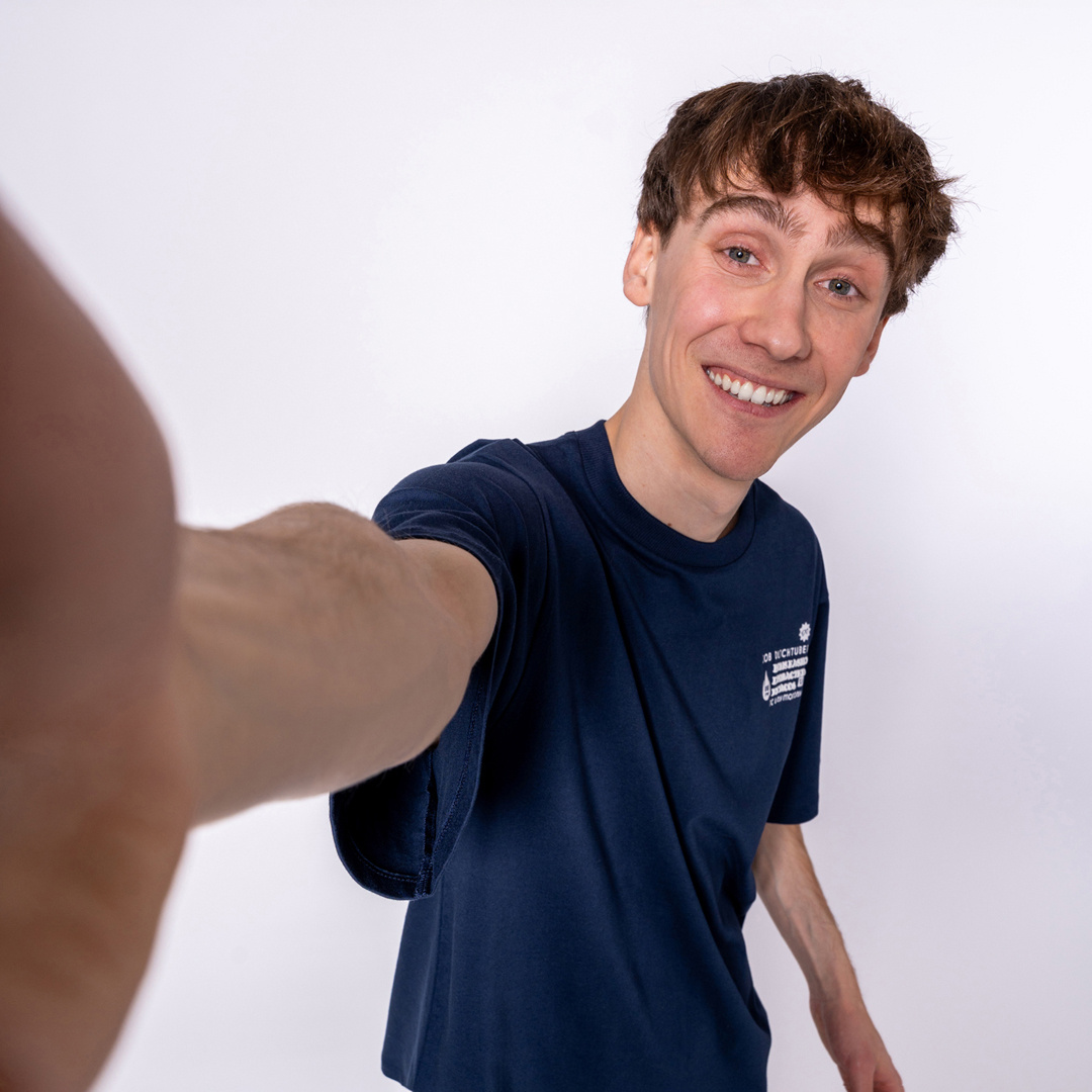 No Way Monday X JOB Dutchtuber T-shirt donkerblauw taco