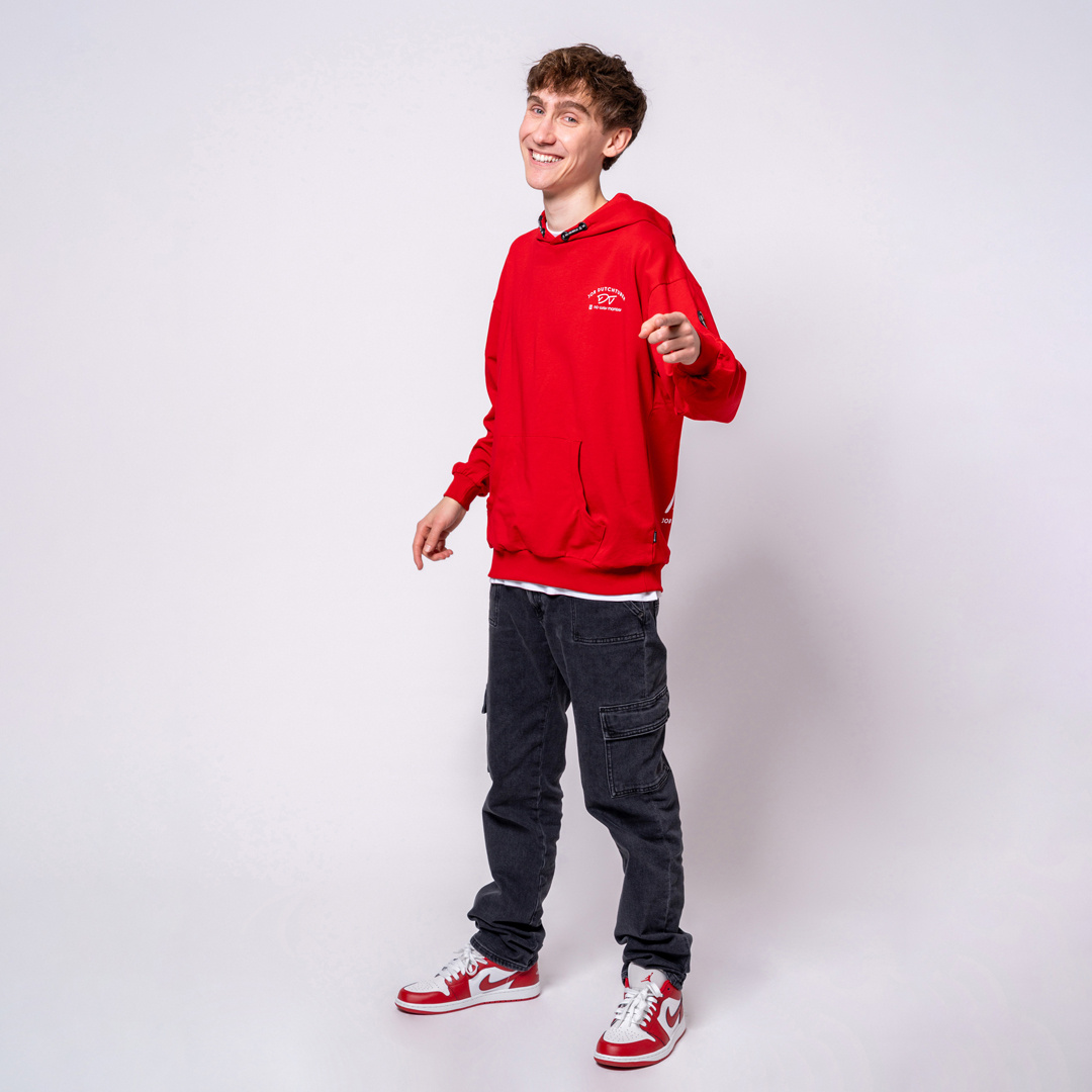 No Way Monday X JOB Dutchtuber hoodie rood Nostalgie