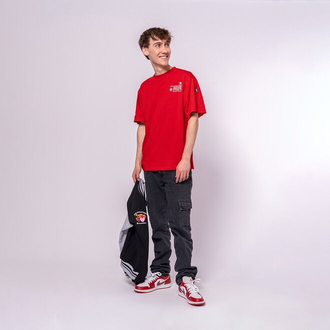 No Way Monday X JOB Dutchtuber loose fit T-shirt red Limited
