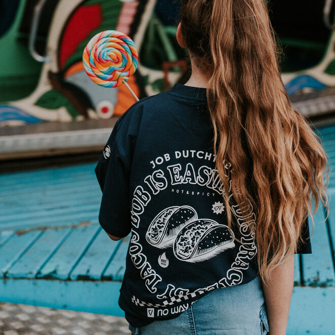 No Way Monday X JOB Dutchtuber lockeres T-Shirt dunkelblaues Taco