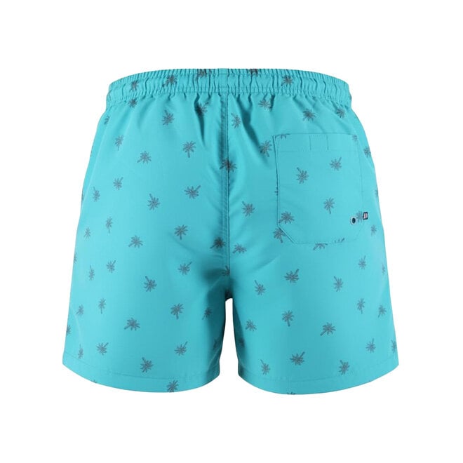 No Way Monday heren zwemshort turquoise palm mid length