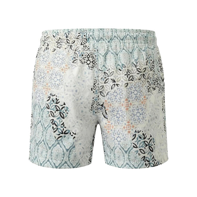 No Way Monday boys’ mosaic swim shorts, blue, mid-length