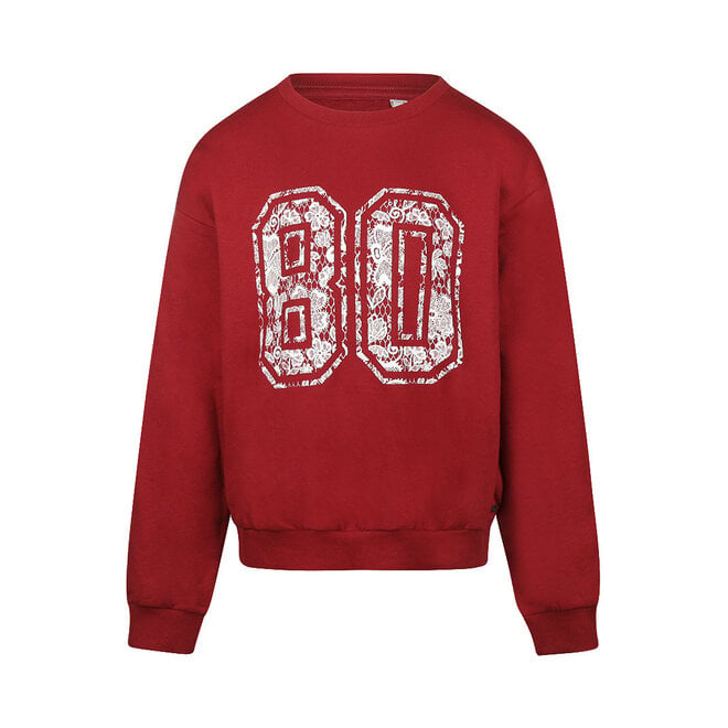 No Way Monday meisjes sweater rood cijferprint