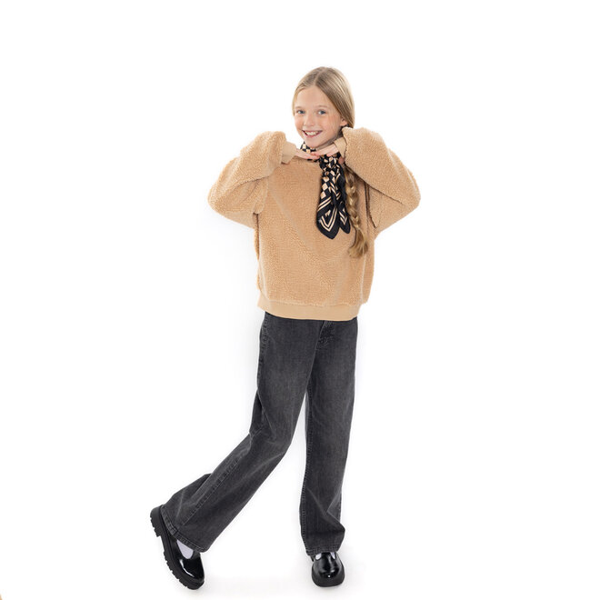 No Way Monday meisjes jeans grijs wide leg