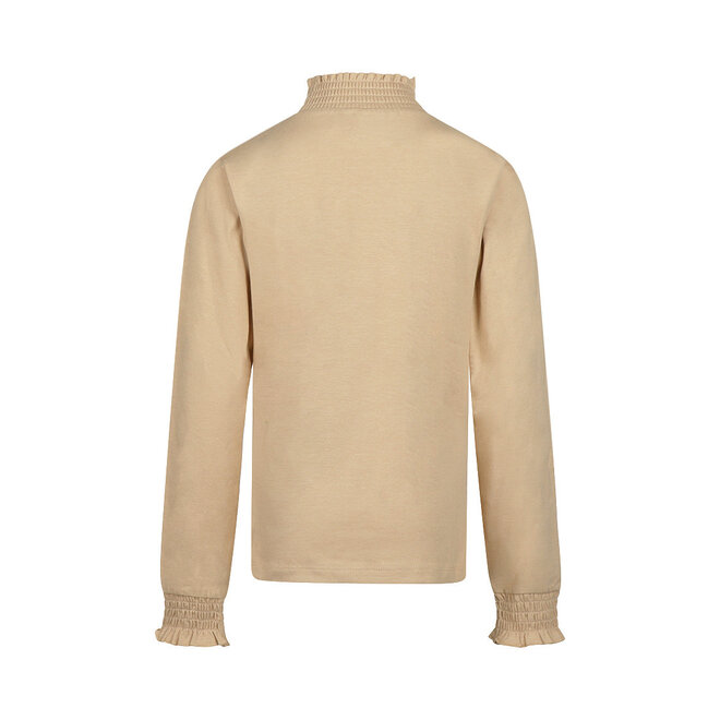 No Way Monday Mädchen-Langarmshirt, beige, mit Rüschen